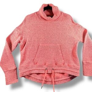Sweaty Betty Pink Funnel Neck Boucle Chunky Knit Pullover Sweater Size XS